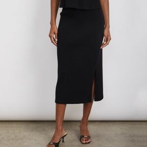 NWT Rails Ribbed Knit Midi Skirt Women’s Large Black Stretch